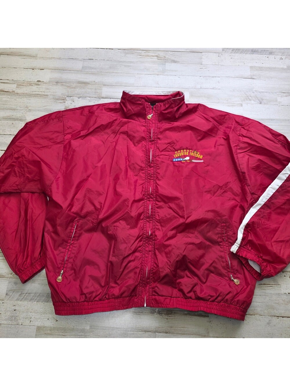 Gear For Sports Operation Enduring Freedom Windbreaker Jacket XL Red Veteran USA